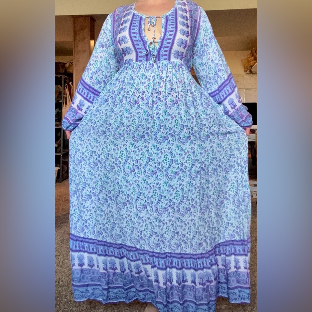 Wilde Belle Purple and White Gypsy Maxi Dress - Picture 3 of 7